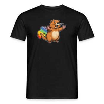 Castor Drôle Rainbow Pet - T-shirt homme - noir - Devant - AI Model Male 178 light (178cm)