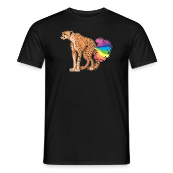 Guépard Drôle Arc-en-Ciel Pet - T-shirt homme - noir - Devant - AI Model Male 178 light (178cm)