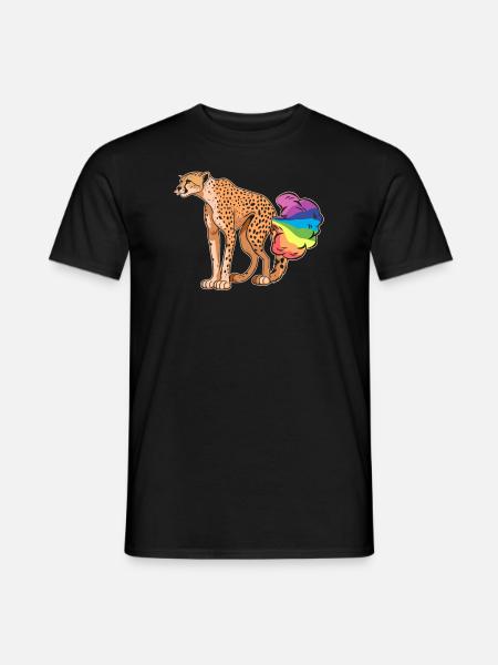 Cheetah Funny Rainbow Fart - Men's T-Shirt - black