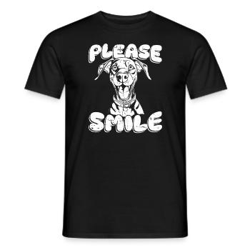 Doberman Funny Just Smile - Men's T-Shirt - black - Front - AI Model Male 178 light (178cm)