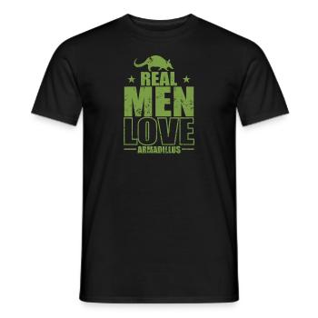 Les vrais hommes aiment les tatous du désert de mammifères - T-shirt homme - noir - Devant - AI Model Male 178 light (178cm)