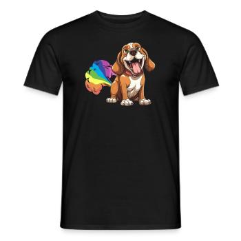 Beagle Drôle Rainbow Pet - T-shirt homme - noir - Devant - AI Model Male 178 light (178cm)