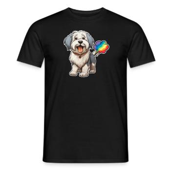 Old English Shepherd Bobtail Cute - Men's T-Shirt - black - Front - AI Model Male 178 light (178cm)
