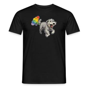 Irish Wolfhound Rainbow Rainbow Fart - Men's T-Shirt - black - Front - AI Model Male 178 light (178cm)