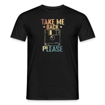 Take me back Please Floppy Disk Retro Storage Module - Men's T-Shirt - black - Front - AI Model Male 178 light (178cm)