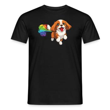 King Charles Cavalier Drôle Arc-en-ciel Pet - T-shirt homme - noir - Devant - AI Model Male 178 light (178cm)