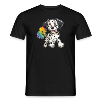 Dalmatian rainbow rainbow fart - Men's T-Shirt - black - Front - AI Model Male 178 light (178cm)