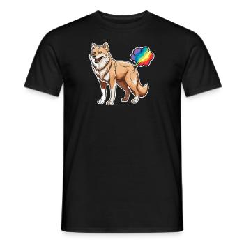 Loup Drôle Arc-en-Ciel Pet - T-shirt homme - noir - Devant - AI Model Male 178 light (178cm)
