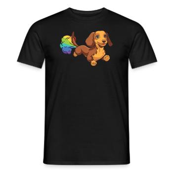 Dackel Dachshund Regenbogenfurz - Männer T-Shirt - Schwarz - Vorne - AI Model Male 178 light (178cm)