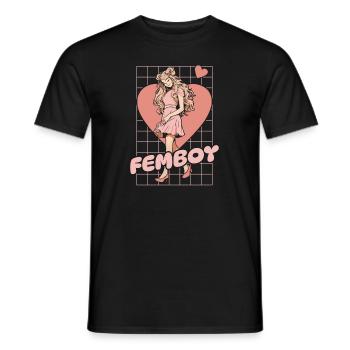 Anime Manga Kawaii Femboy Anime - Männer T-Shirt - Schwarz - Vorne - AI Model Male 178 light (178cm)
