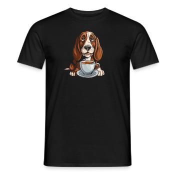 Café pour chien Bassett - T-shirt homme - noir - Devant - AI Model Male 178 light (178cm)
