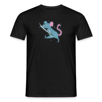 Rat with Sword, Rodent, Nature - Men's T-Shirt - black - Front - AI Model Male 178 light (178cm)