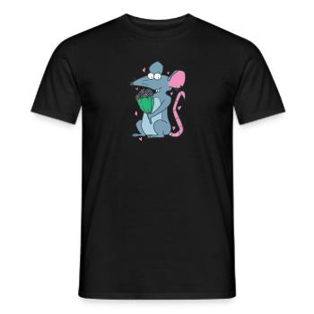 Rat with Flowers Nature Rodent - Men's T-Shirt - black - Front - AI Model Male 178 light (178cm)