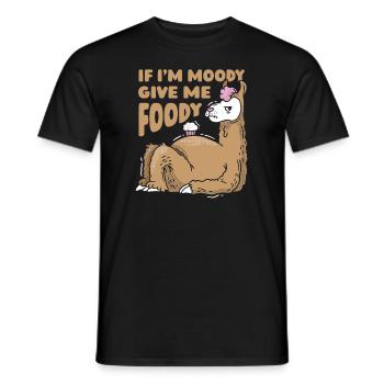 Lama Llama Lustig If Im Moody Give Me Foody - Männer T-Shirt - Schwarz - Vorne - AI Model Male 178 light (178cm)