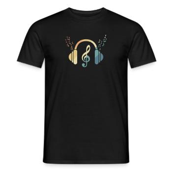 Headphones clef music music sound - Men's T-Shirt - black - Front - AI Model Male 178 light (178cm)