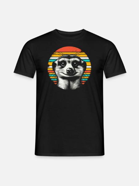 Erdmännchen Retro - Männer T-Shirt - Schwarz