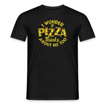 I wonder if Pizza thinks about me too - Männer T-Shirt - Schwarz - Vorne - AI Model Male 178 light (178cm)