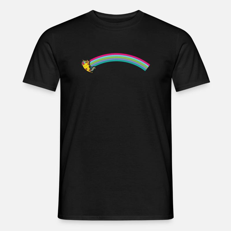 Pizza Einhorn mit Regenbogen - Männer T-Shirt - Schwarz
