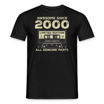 2000 Birthday Born In 2000 Vintage Retro - Men's T-Shirt - black - Front - AI Model Male 178 light (178cm)