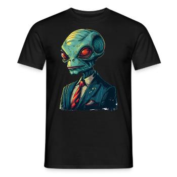 Alien im Anzug - Männer T-Shirt - Schwarz - Vorne - AI Model Male 178 light (178cm)