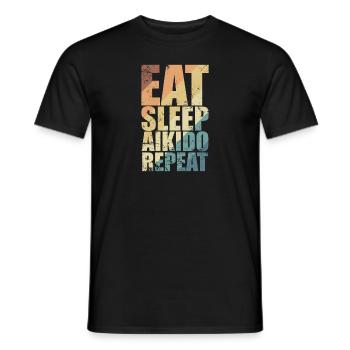 Eat Sleep Aikido Repeat Martial Arts - Men's T-Shirt - black - Front - AI Model Male 178 light (178cm)