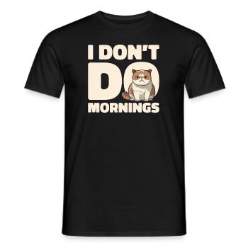 Cat Drôle Je Ne Fais Pas De Matins - T-shirt homme - noir - Devant - AI Model Male 178 light (178cm)