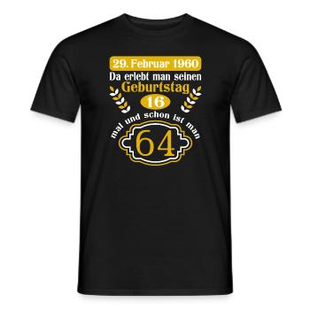 Schaltjahr 64. Geburtstag - Männer T-Shirt - Schwarz - Vorne - AI Model Male 178 light (178cm)