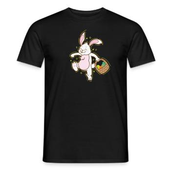 Easter bunny with basket full of Easter egg - Men's T-Shirt - black - Front - AI Model Male 178 light (178cm)