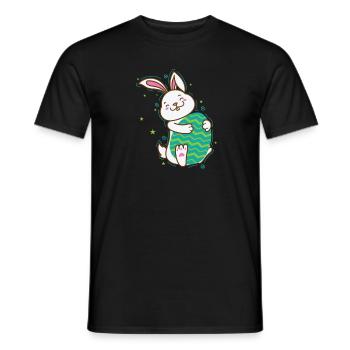 Easter Bunny with Easter Egg Spring - Men's T-Shirt - black - Front - AI Model Male 178 light (178cm)