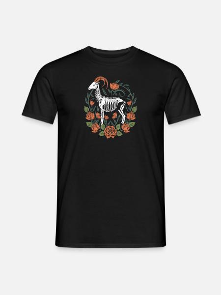 Goat Flower Skeleton Flower Animal - Men's T-Shirt - black