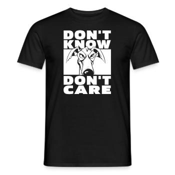 Greyhound Greyhound Funny Dont Know Don't Care - Men's T-Shirt - black - Front - AI Model Male 178 light (178cm)