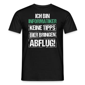 Ich bin Informatiker - Bier bringen und Abflug - Männer T-Shirt - Schwarz - Vorne - AI Model Male 178 light (178cm)