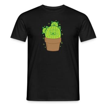 Cactus chat dans une plante en pot - T-shirt homme - noir - Devant - AI Model Male 178 light (178cm)