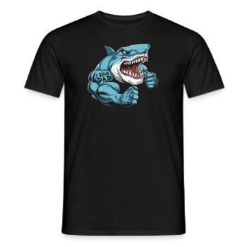 Requin biceps tatouage j’aime papa - T-shirt homme - noir - Devant - AI Model Male 178 light (178cm)