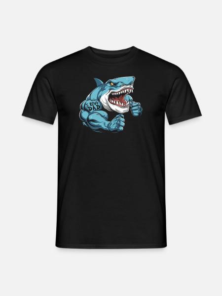 Haifisch Bizeps Tattoo I Love Dad - Männer T-Shirt - Schwarz