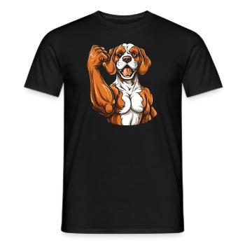 Fitness Brittany Spaniel Dog - Men's T-Shirt - black - Front - AI Model Male 178 light (178cm)