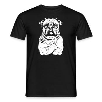 Mops Hund Bizeps Tattoo I Love Dad - Männer T-Shirt - Schwarz - Vorne - AI Model Male 178 light (178cm)