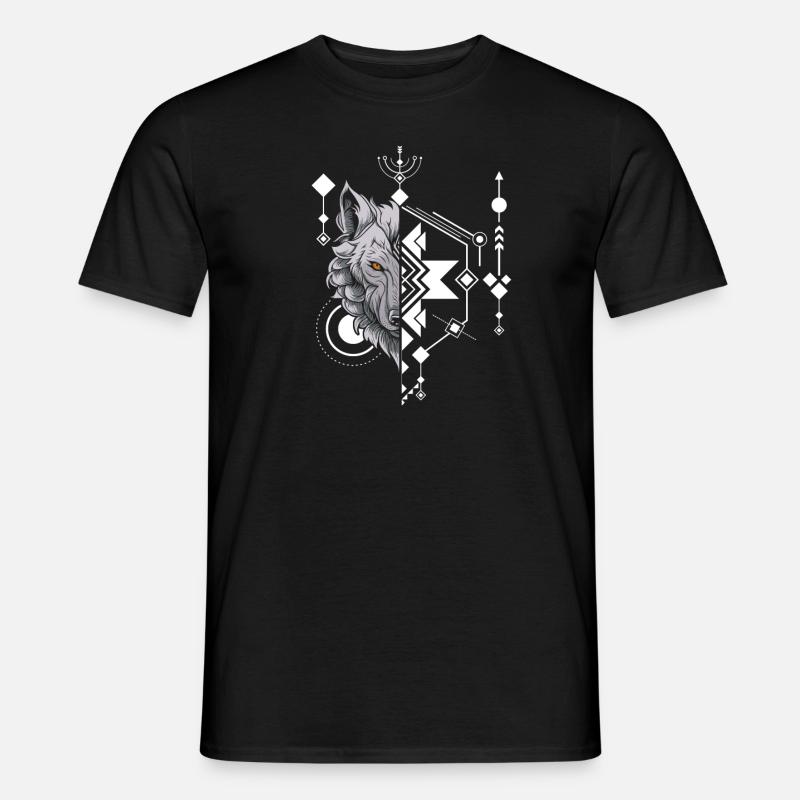 Wolf Abstrakt Polygon Geometrical Wolf - Männer T-Shirt - Schwarz