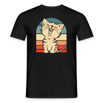 Katze - Männer T-Shirt - Schwarz - Vorne - AI Model Male 178 light (178cm)