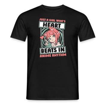 Anime Manga Anime Fille - T-shirt homme - noir - Devant - AI Model Male 178 light (178cm)