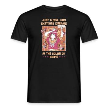 Anime Manga Anime Fille - T-shirt homme - noir - Devant - AI Model Male 178 light (178cm)