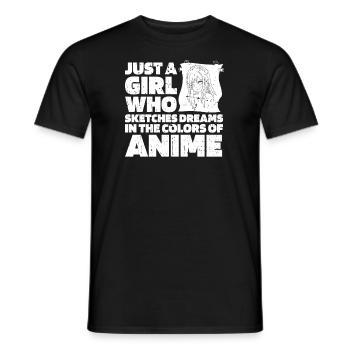 Anime Manga Anime Fille - T-shirt homme - noir - Devant - AI Model Male 178 light (178cm)