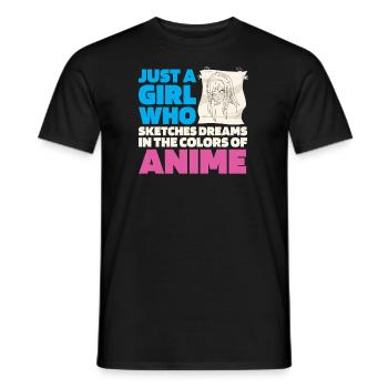 Anime Manga Anime Fille - T-shirt homme - noir - Devant - AI Model Male 178 light (178cm)