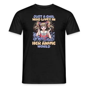 Anime Manga Anime Fille - T-shirt homme - noir - Devant - AI Model Male 178 light (178cm)