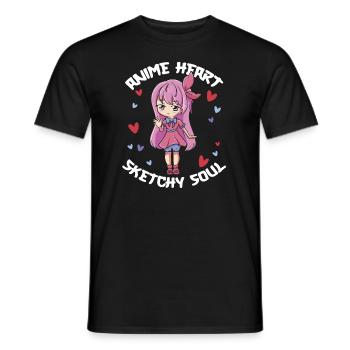 Anime Manga Anime Fille - T-shirt homme - noir - Devant - AI Model Male 178 light (178cm)