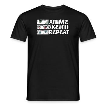 Anime Manga Anime Fille - T-shirt homme - noir - Devant - AI Model Male 178 light (178cm)
