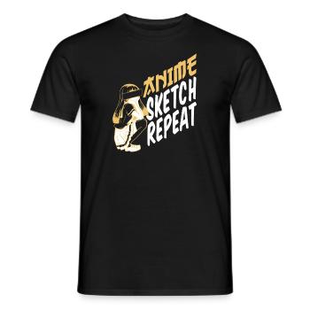 Anime Manga Anime Fille - T-shirt homme - noir - Devant - AI Model Male 178 light (178cm)