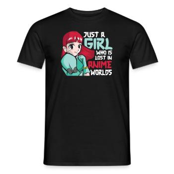 Anime Manga Anime Fille - T-shirt homme - noir - Devant - AI Model Male 178 light (178cm)