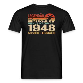 Légendaire depuis mars 1948 - absolument unique - T-shirt homme - noir - Devant - AI Model Male 178 light (178cm)