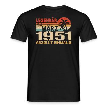 Legendary since March 1951 - absolutely unique - Men's T-Shirt - black - Front - AI Model Male 178 light (178cm)